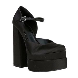Gianni Bini Roya Matte Satin Ankle Strap Double Platform Heels